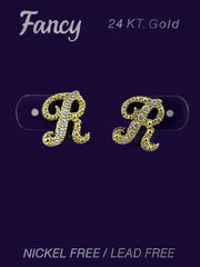 Fancy Stone Initial Earrings BCER