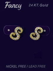 Fancy Stone Initial Earrings BCES