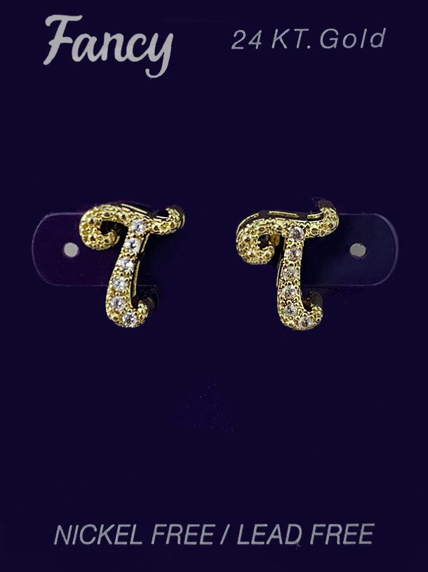 Fancy Stone Initial Earrings BCET