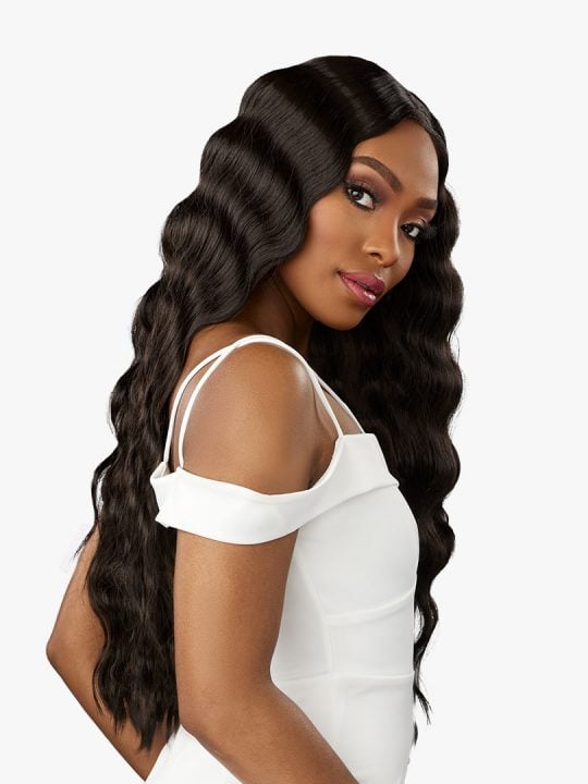 Human Hair Blend Lace Front Wig LOOSE CRIMP 28"