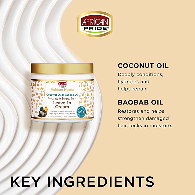 Moisture Miracle Coconut Oil & Baobab Oil Leave-In Cream By African Pride