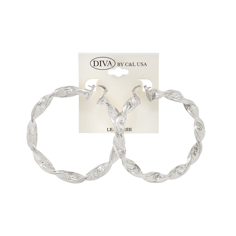 DIVA Spanish Brass Hoop Earrings SILVER (SHBS)