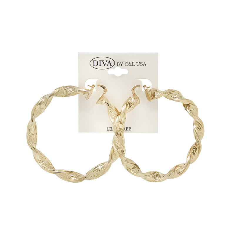 DIVA Spanish Brass Hoop Earrings GOLD (SHBG)