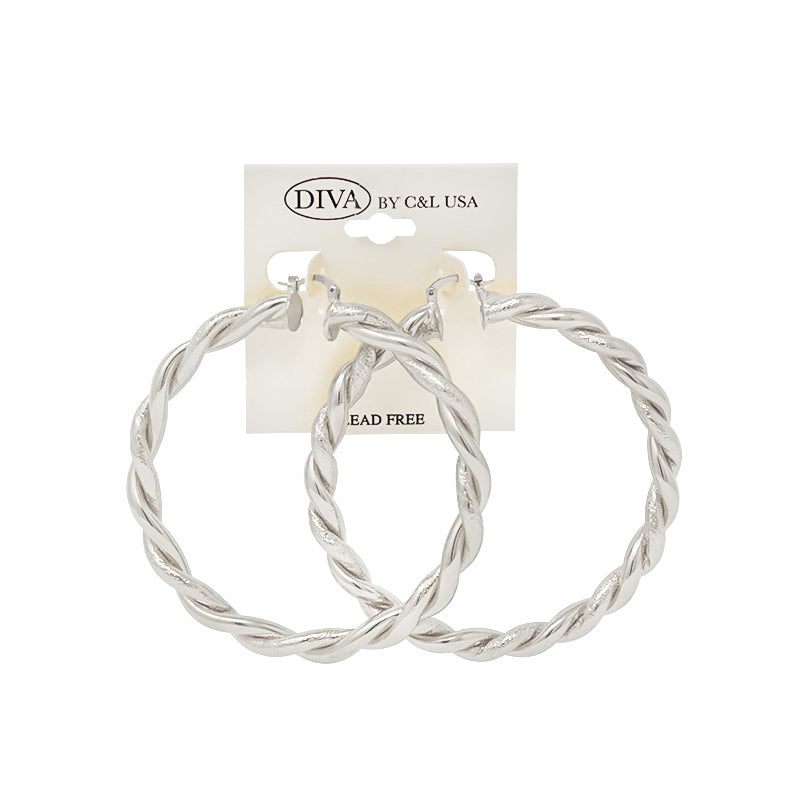 DIVA Spanish Brass Hoop Earrings SILVER (SHBS)