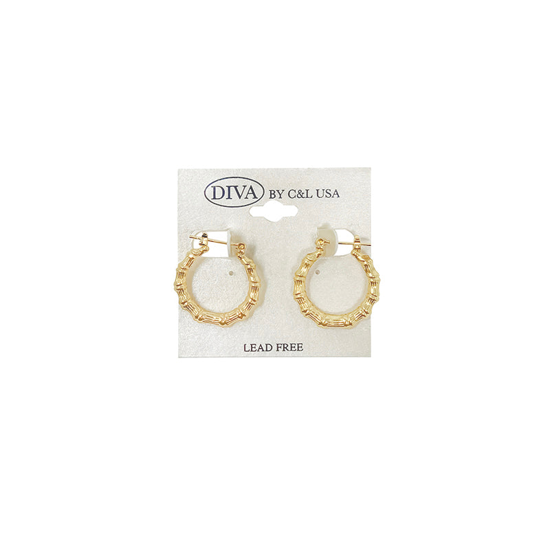 DIVA Round/Heart Bamboo Earrings GOLD (HP)