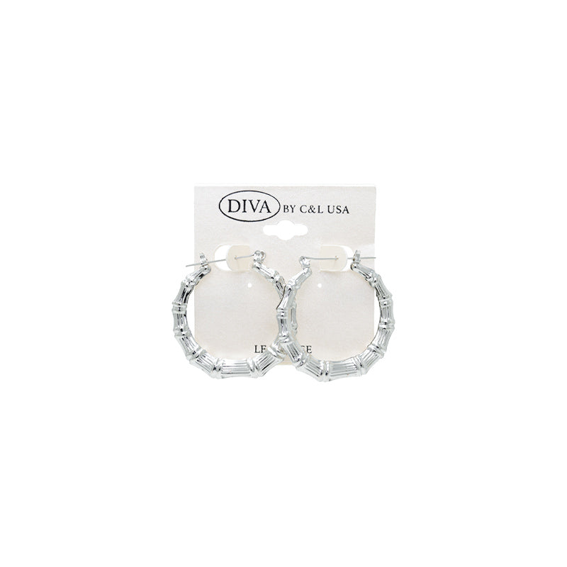 DIVA Round/Heart Bamboo Earrings SILVER (HP)