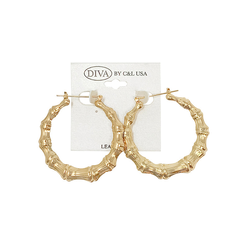 DIVA Round/Heart Bamboo Earrings GOLD (HP)