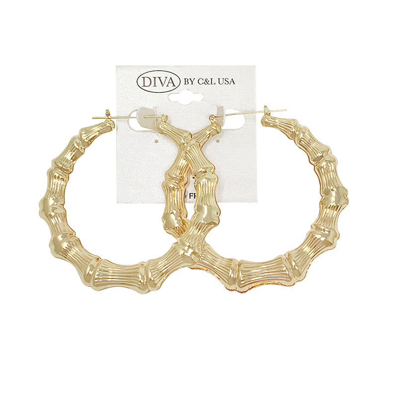 DIVA Round/Heart Bamboo Earrings GOLD (HP)