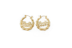 DIVA Hollow Word Bamboo Earrings (HW) GOLD