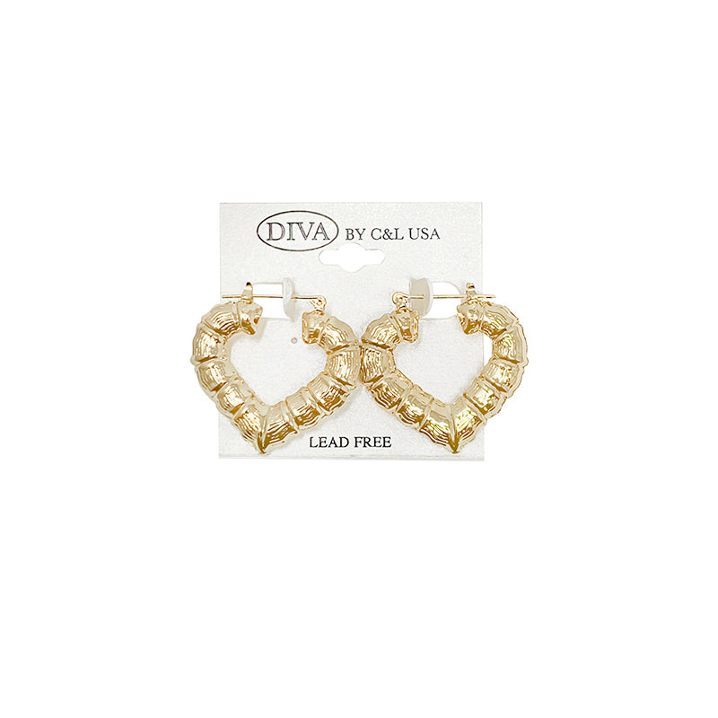 DIVA Round/Heart Bamboo Earrings GOLD (HP)