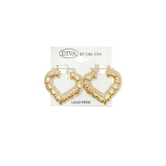 DIVA Round/Heart Bamboo Earrings GOLD (HP)