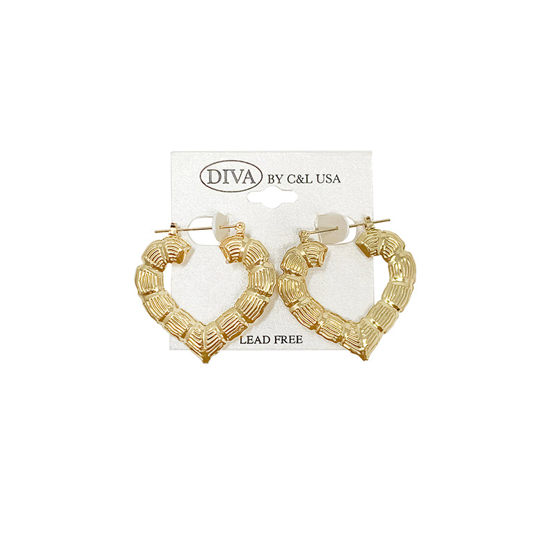 DIVA Round/Heart Bamboo Earrings GOLD (HP)