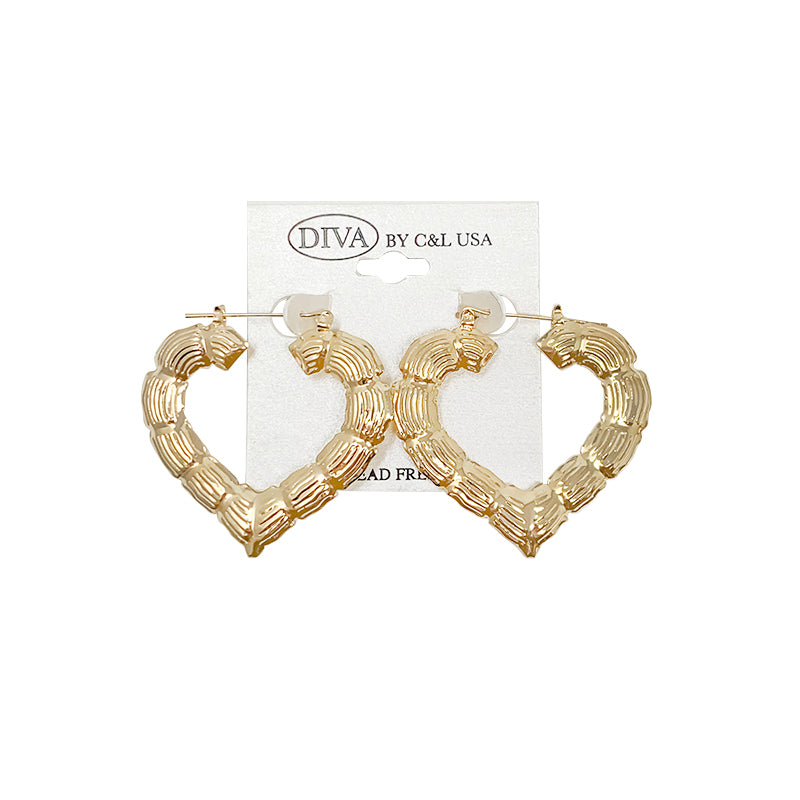 DIVA Round/Heart Bamboo Earrings GOLD (HP)