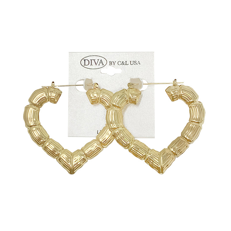 DIVA Round/Heart Bamboo Earrings GOLD (HP)