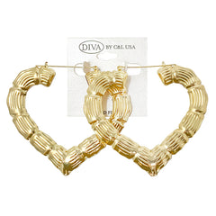 DIVA Round/Heart Bamboo Earrings GOLD (HP)