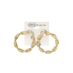 DIVA Spanish Brass Hoop Earrings GOLD (SHBG)