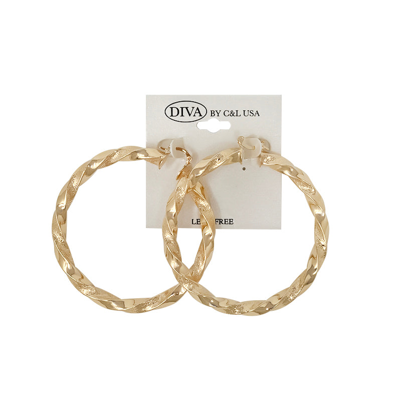 DIVA Spanish Brass Hoop Earrings GOLD (SHBG)