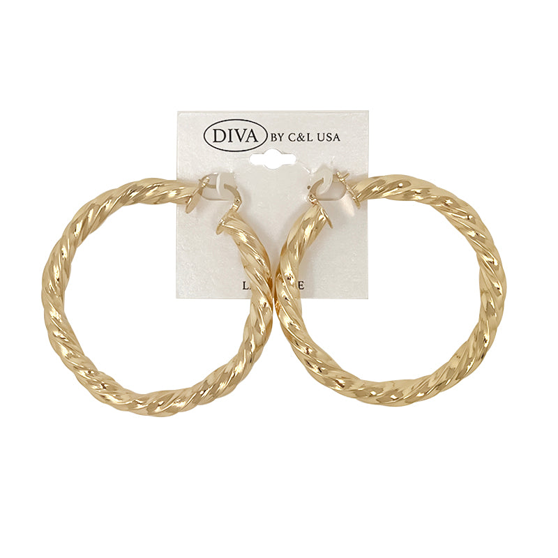 DIVA Spanish Brass Hoop Earrings GOLD (SHBG)