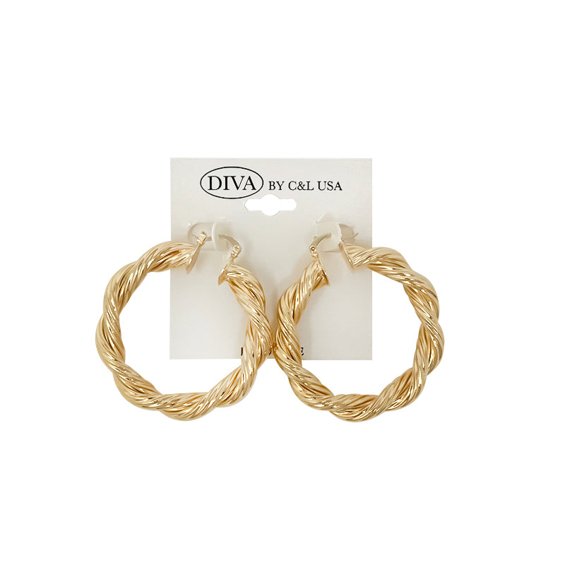 DIVA Spanish Brass Hoop Earrings GOLD (SHBG)