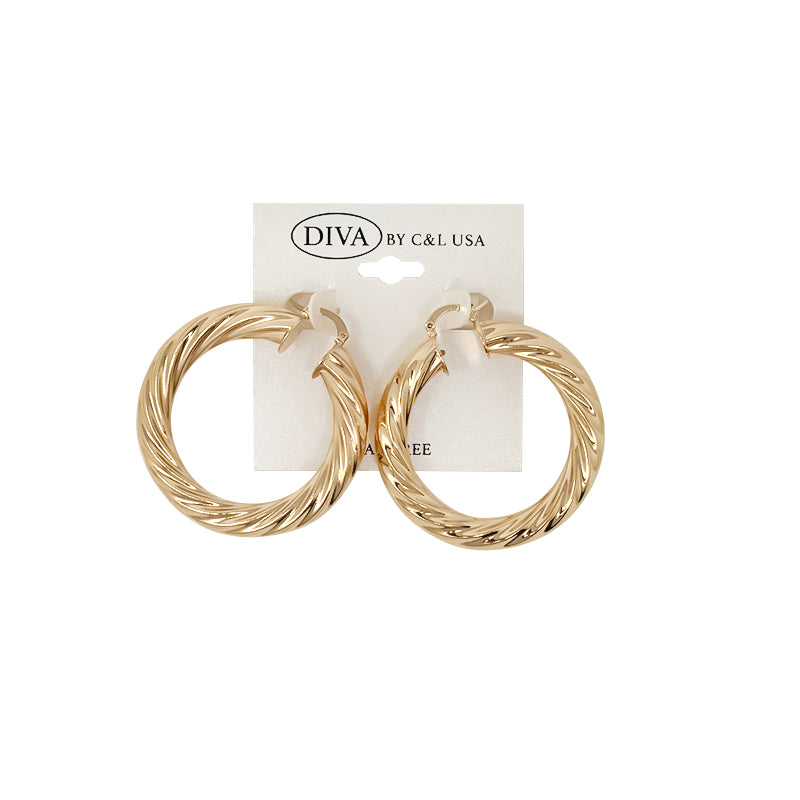 DIVA Spanish Brass Hoop Earrings GOLD (SHBG)