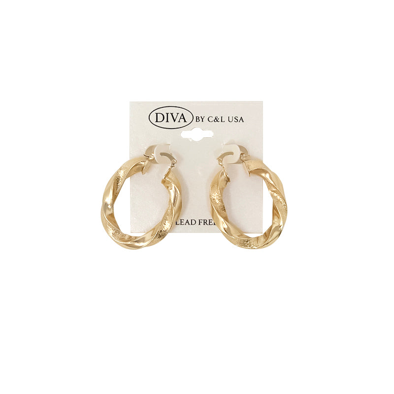 DIVA Spanish Brass Hoop Earrings GOLD (SHBG)