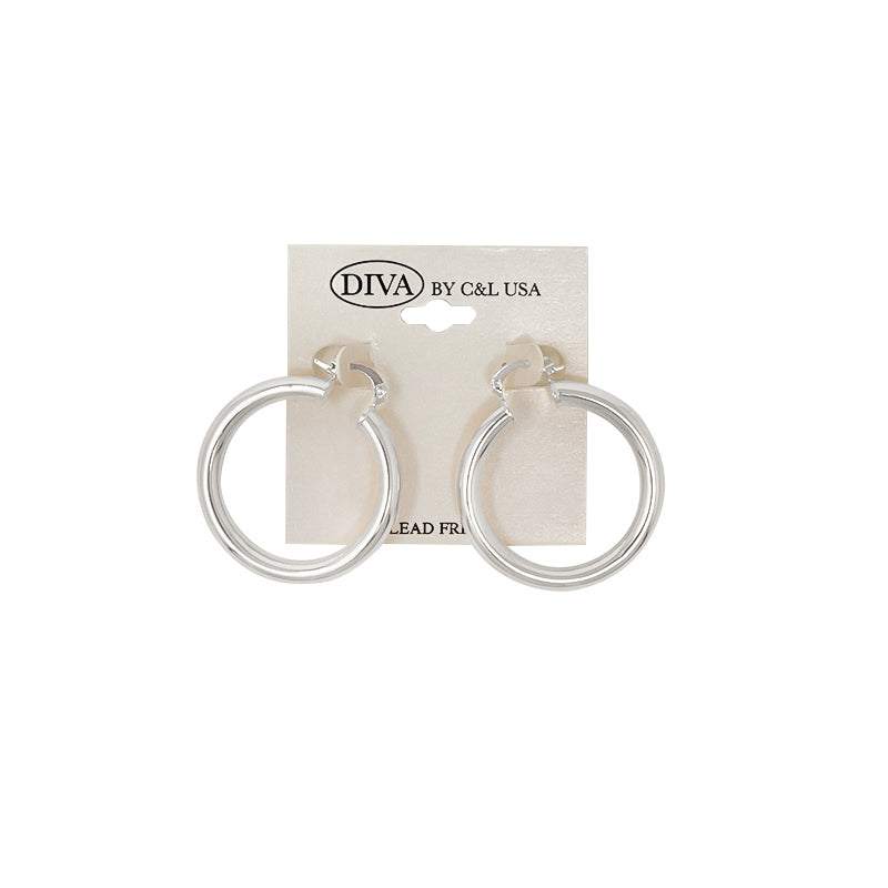 DIVA Spanish Brass Hoop Earrings SILVER (SHBS)