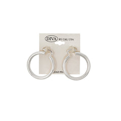 DIVA Spanish Brass Hoop Earrings SILVER (SHBS)