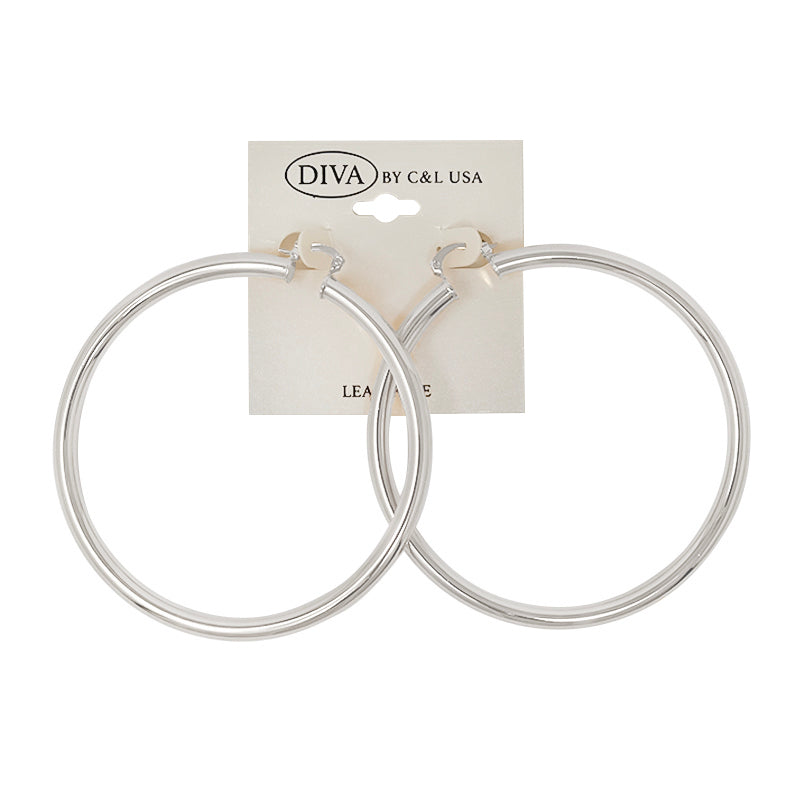 DIVA Spanish Brass Hoop Earrings SILVER (SHBS)