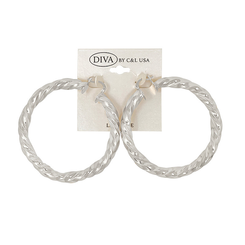 DIVA Spanish Brass Hoop Earrings SILVER (SHBS)