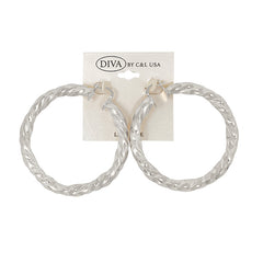 DIVA Spanish Brass Hoop Earrings SILVER (SHBS)