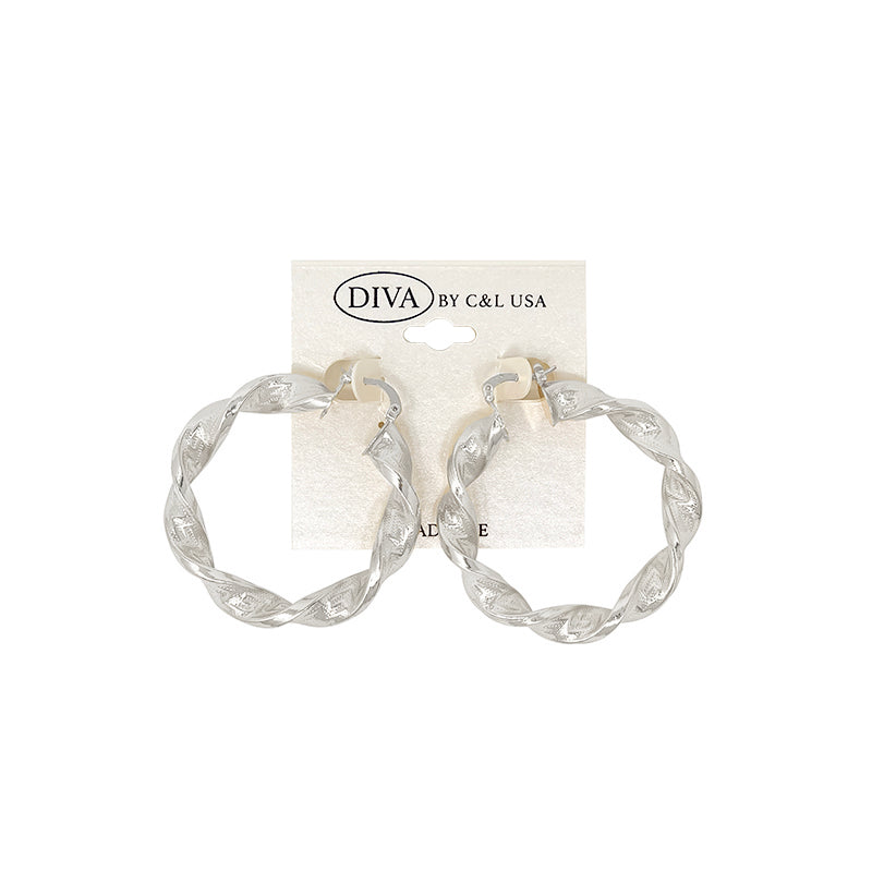 DIVA Spanish Brass Hoop Earrings SILVER (SHBS)