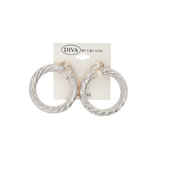 DIVA Spanish Brass Hoop Earrings SILVER (SHBS)