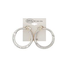 DIVA Spanish Brass Hoop Earrings SILVER (SHBS)