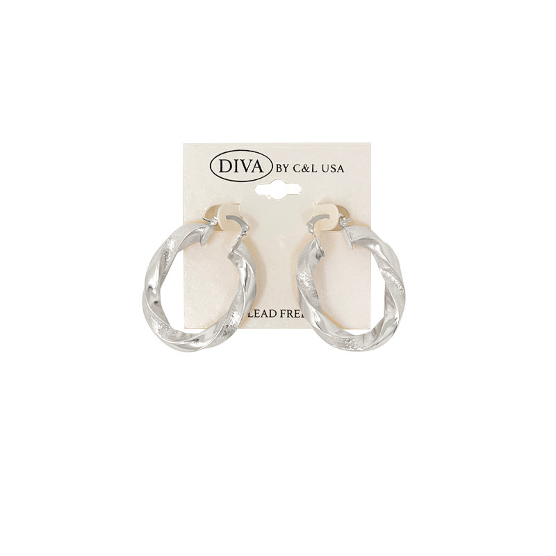 DIVA Spanish Brass Hoop Earrings SILVER (SHBS)