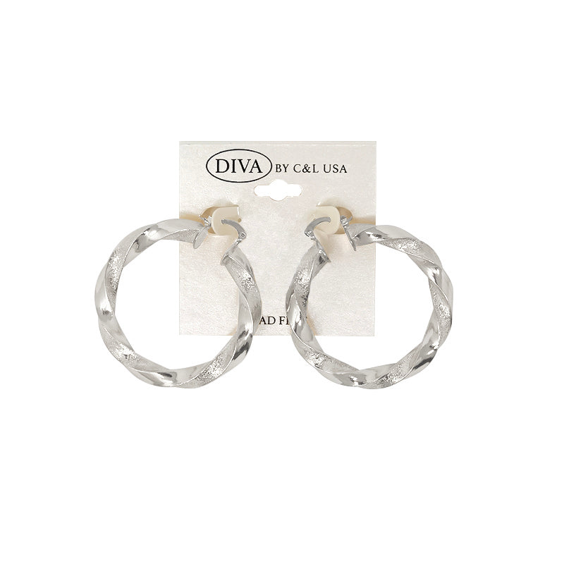 DIVA Spanish Brass Hoop Earrings SILVER (SHBS)