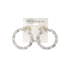 DIVA Spanish Brass Hoop Earrings SILVER (SHBS)