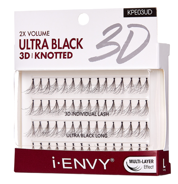 Knotted Ultra Black 3D Individual Lash - KPE03UD - Long