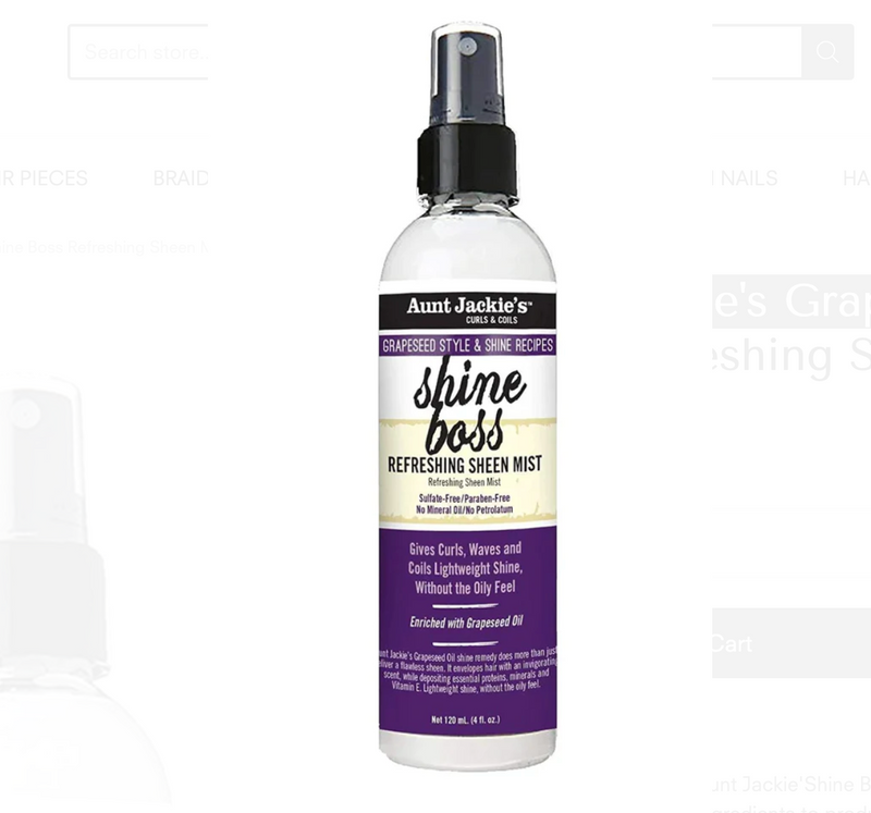 Aunt Jackie's Grapeseed Style Shine Boss Refreshing Sheen Mist 4 Oz.