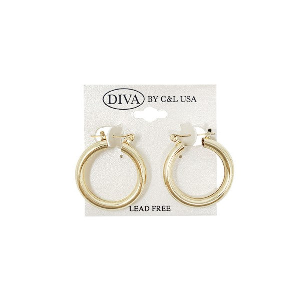 Tube Hoop Gold Earrings